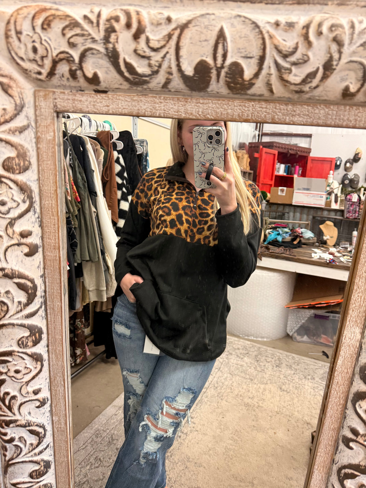 3/4 Zip Pullover Cheetah