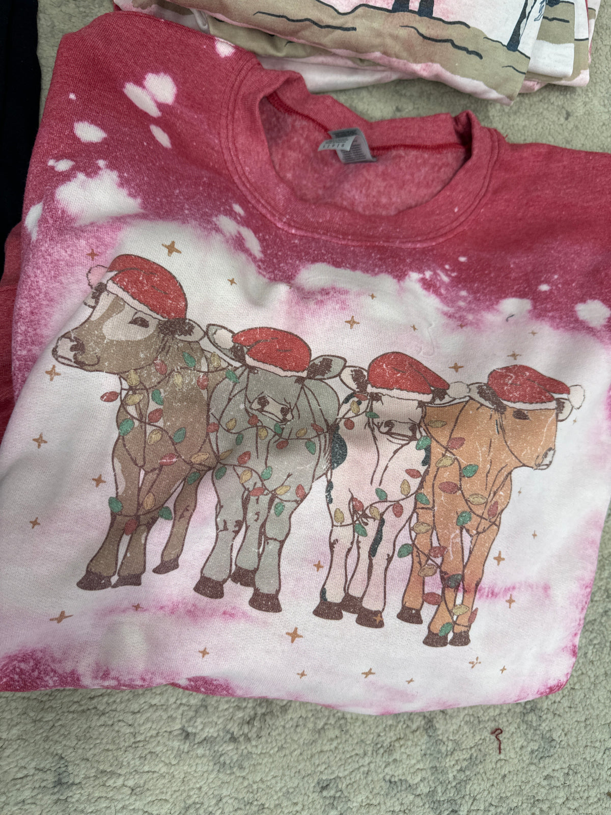 Cow with Christmas lights Sweatshirt