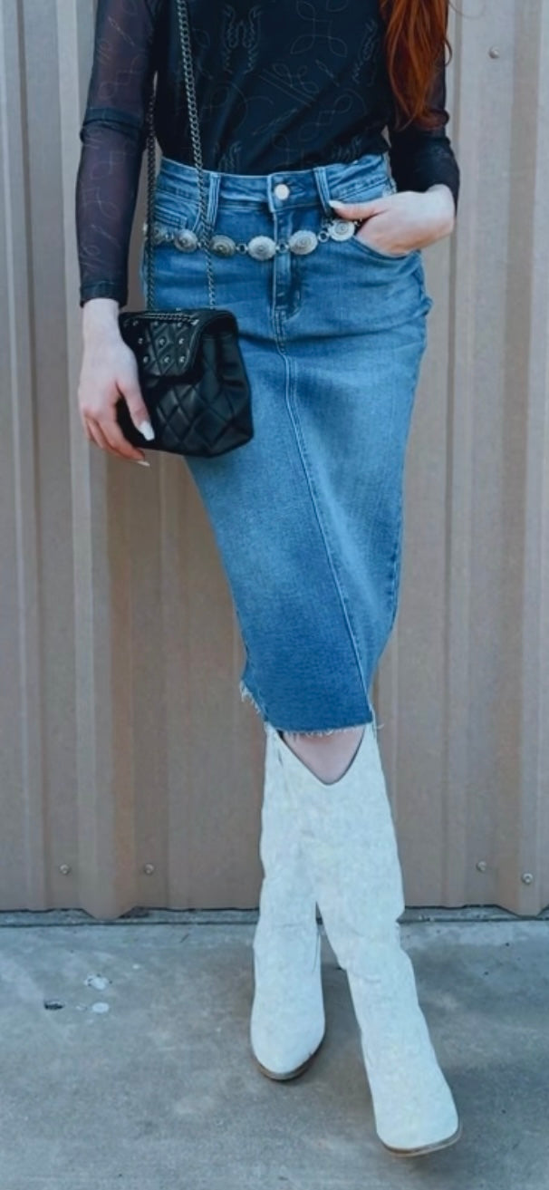 Denim Long Skirt