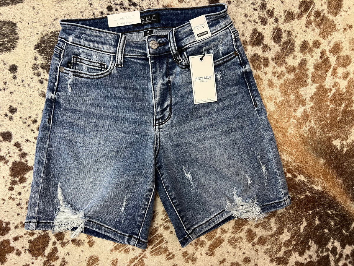 JUDY BLUE HW DISTRESSED SHORTS