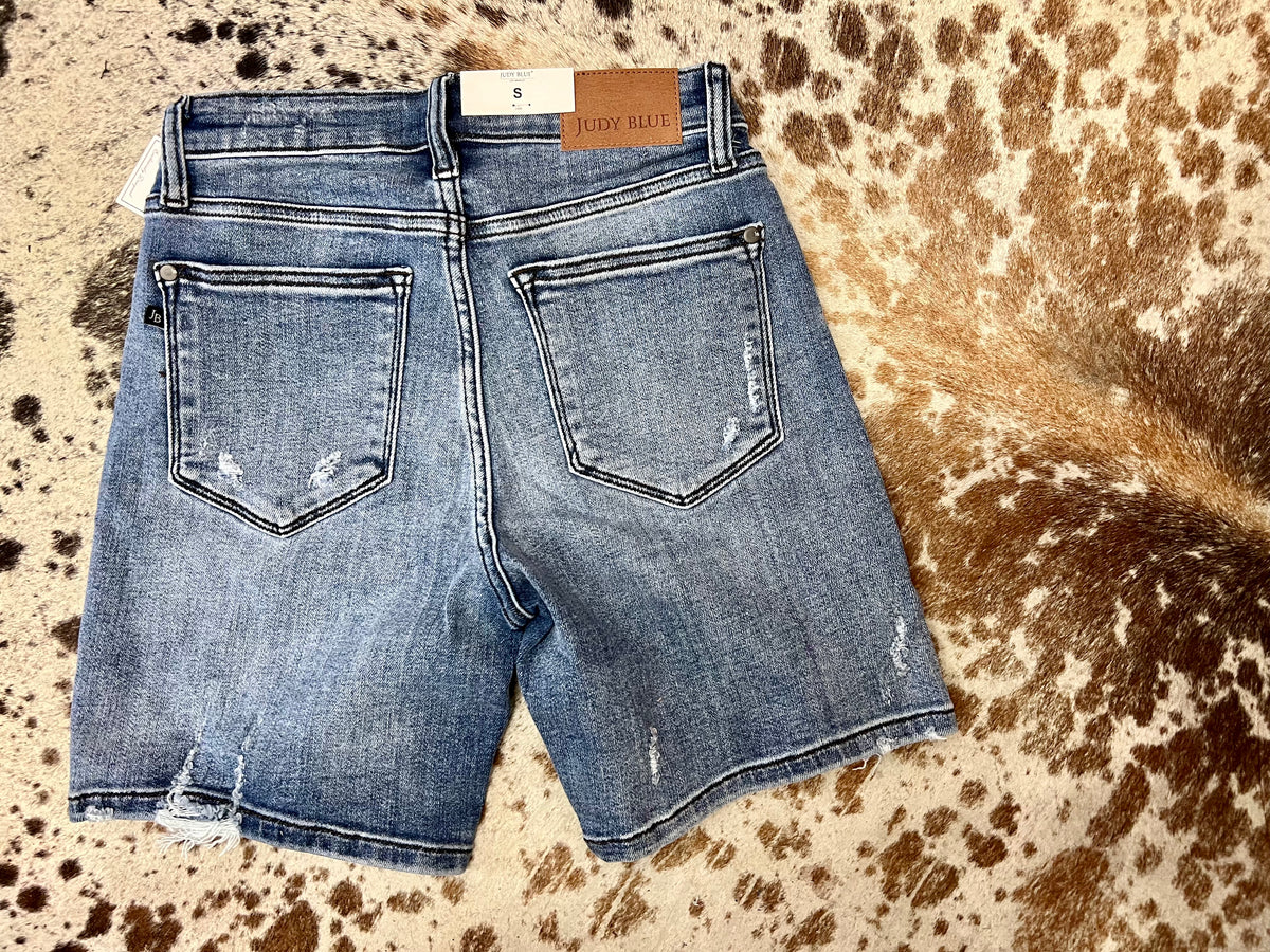 JUDY BLUE HW DISTRESSED SHORTS