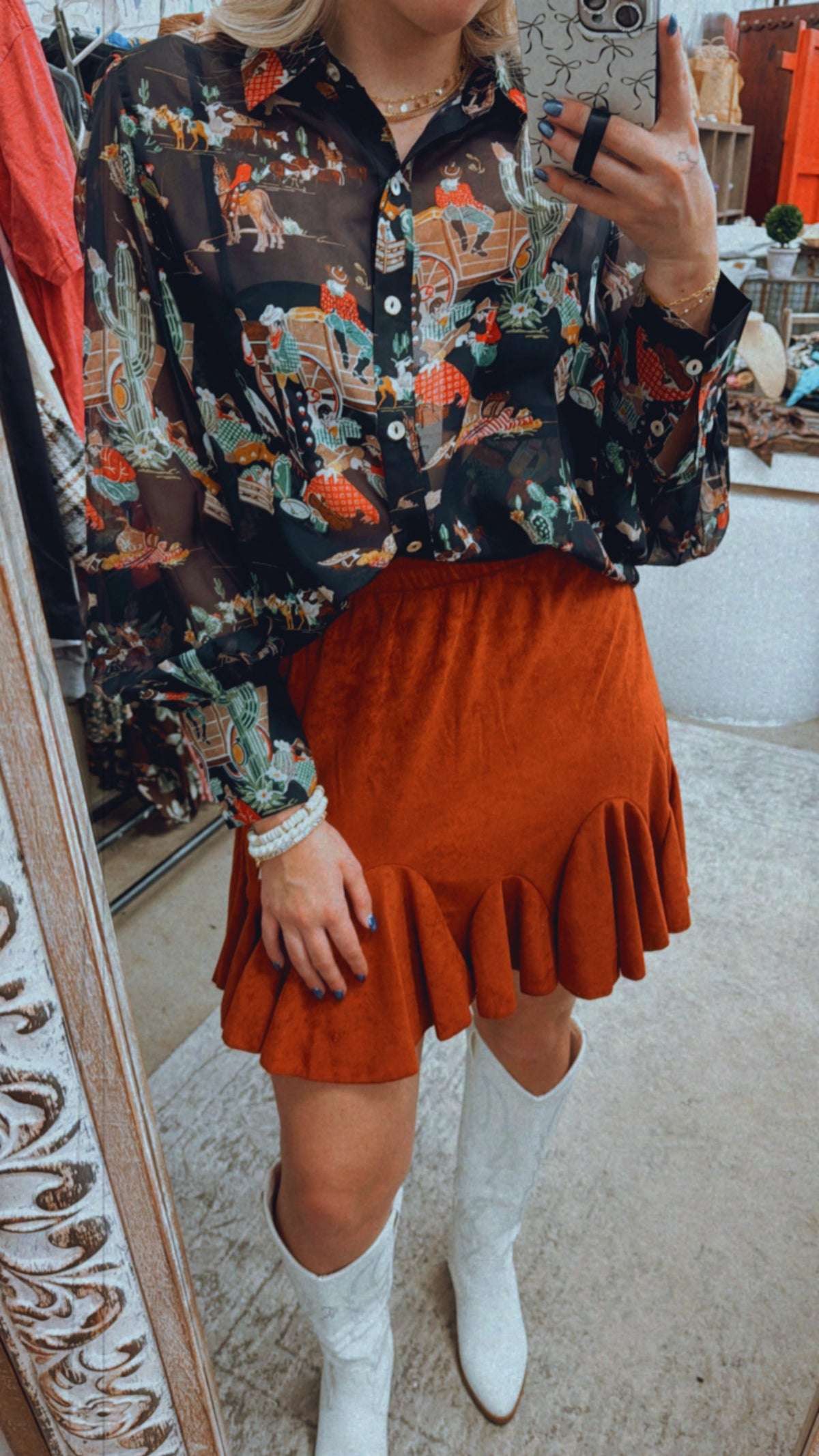 RUST Ruffle Skirt