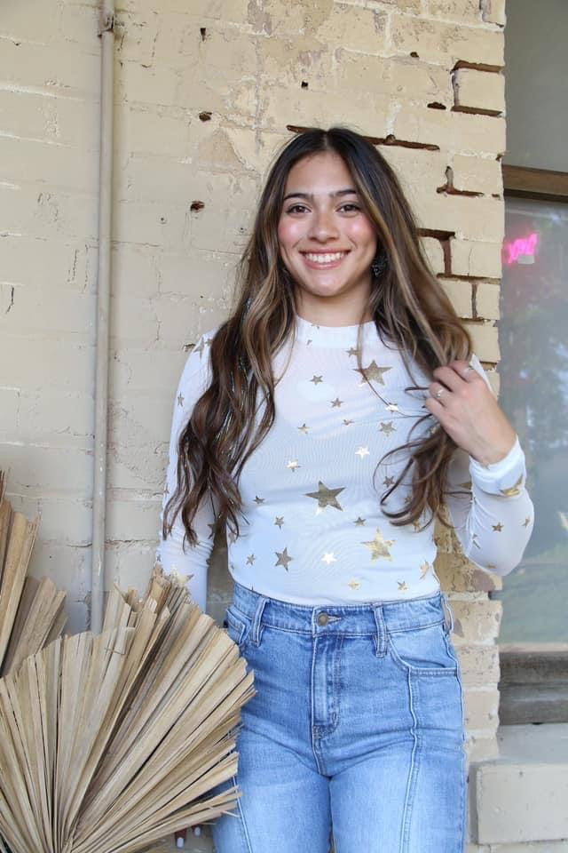 White Star Mesh Top