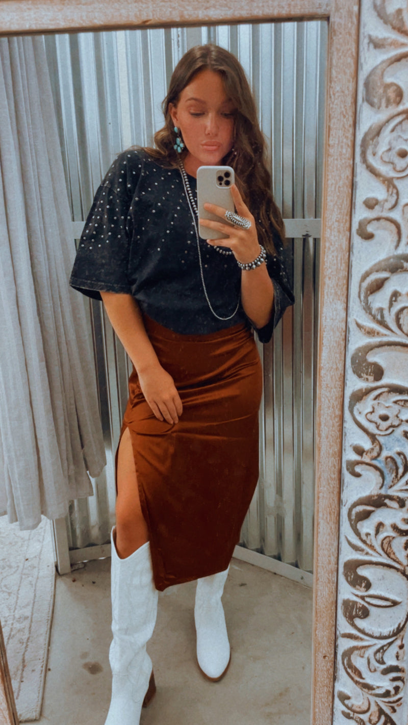 Rust silk skirt