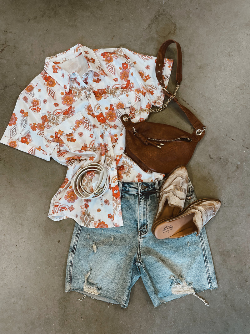 Floral retro button down