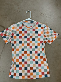 Multi checkered short sleeve mesh