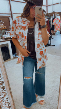 Floral retro button down