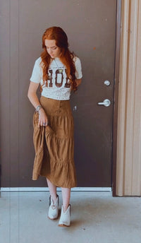 Camel Button Skirt