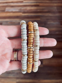 Neutral Wood Bead Bracelet