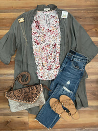 Olive Ruffle Kimono