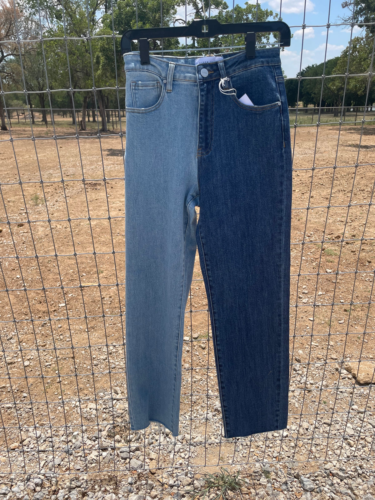 Two Tone High Rise Jeans