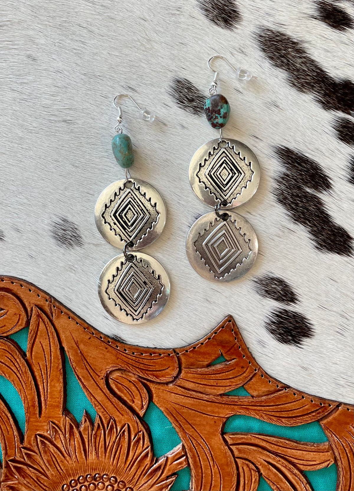 Turquoise Concho Earrings