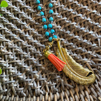 Gold Feather with Peach Tassel