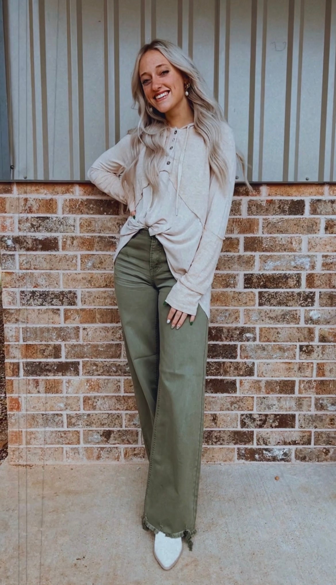 Olive Wide Leg Jeans