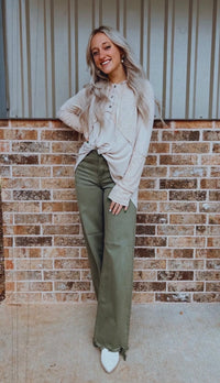 Olive Wide Leg Jeans