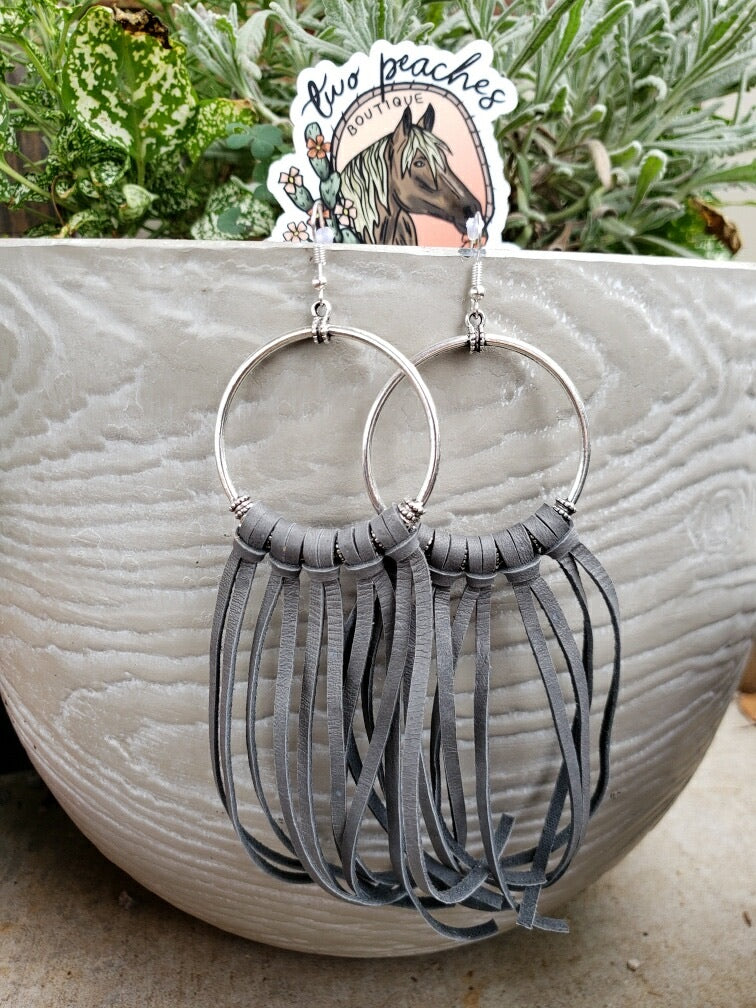 Silver Hoop Tassels