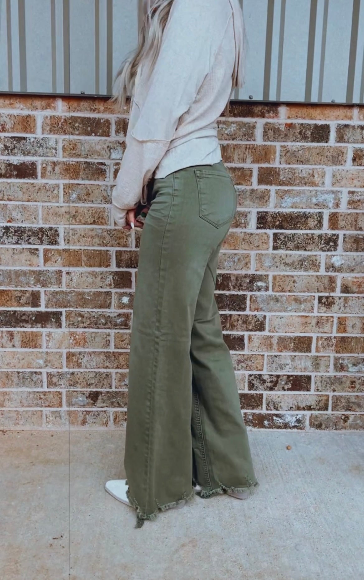 Olive Wide Leg Jeans