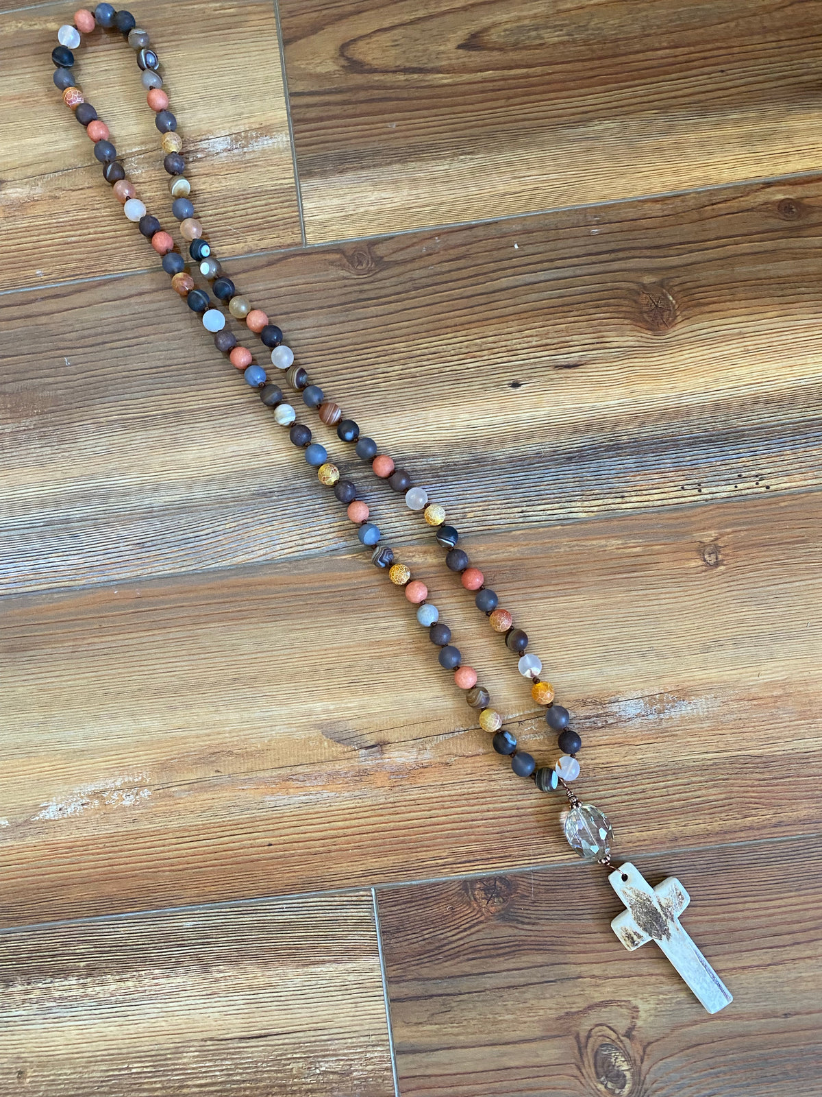 Natural Multi Antler Cross Necklace